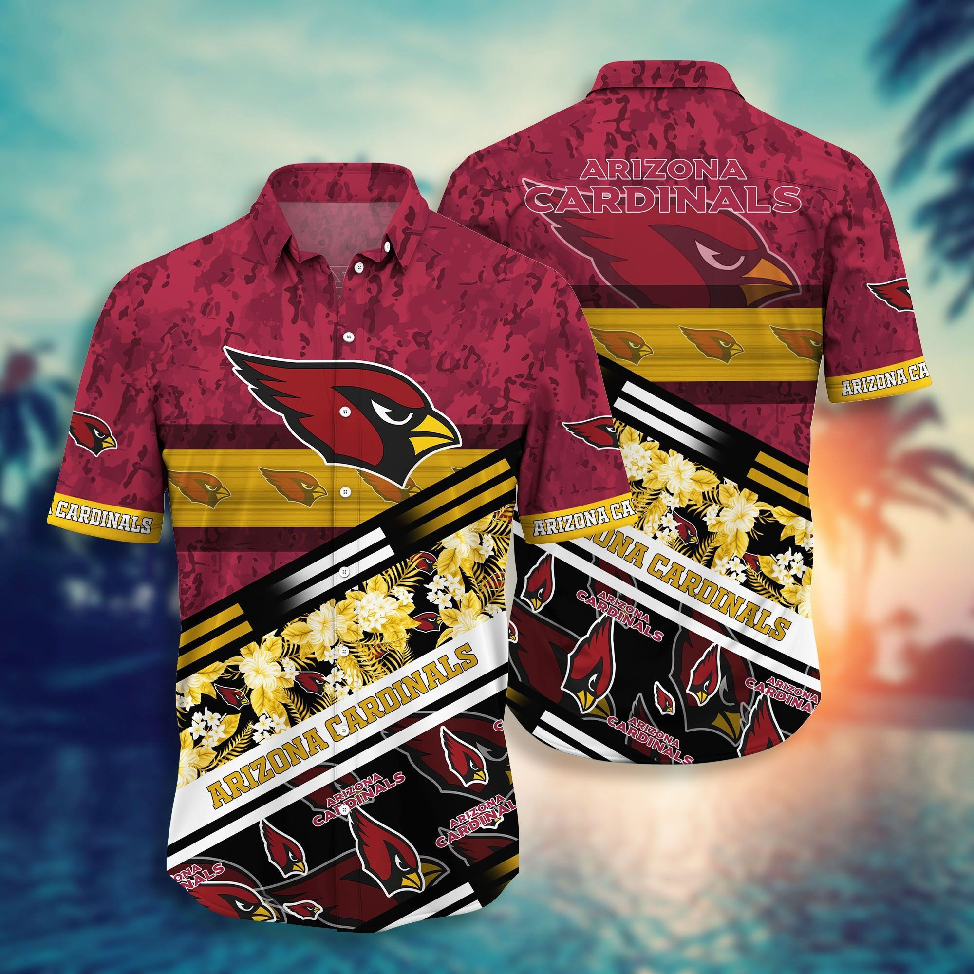 Nfl Arizona Cardinals Hawaiian Shirt Tropical Aloha Button Up