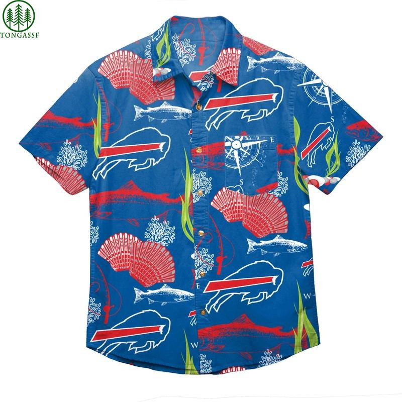 Nfl Buffalo Bills Floral Button Up Hawaiian Shirt Tropical Aloha Button Up