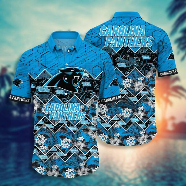 Nfl Carolina Panthers Hawaiian Shirt Tropical Aloha Button Up