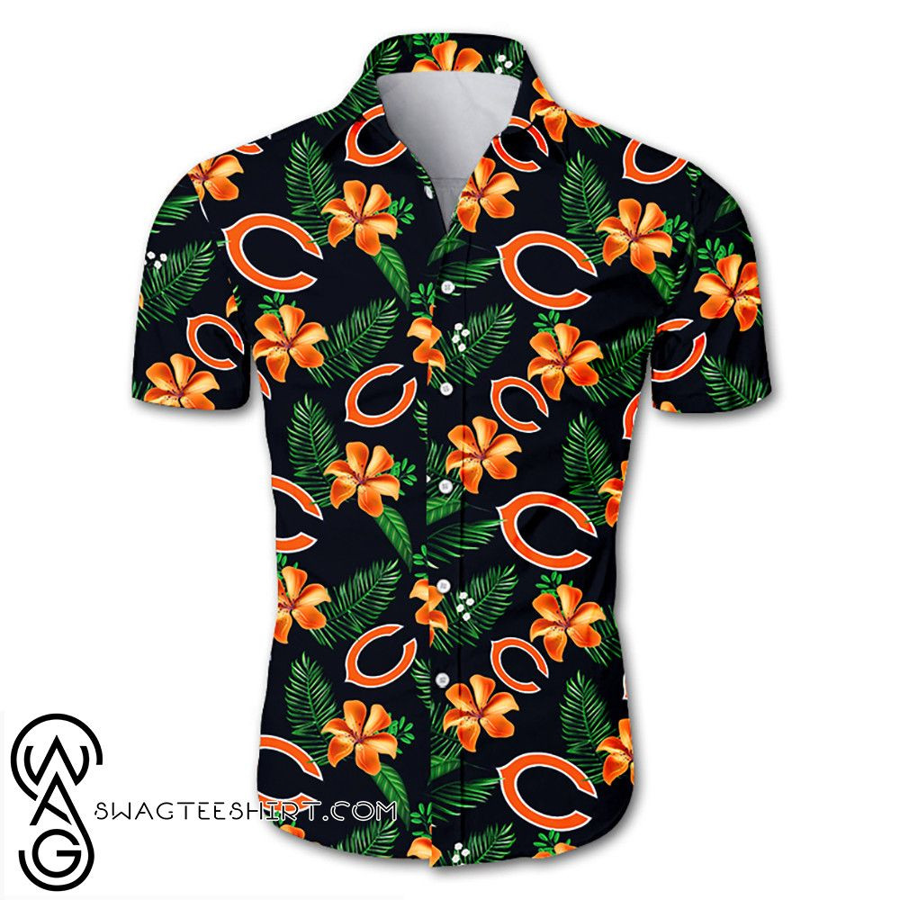 Nfl Chicago Bears Tropical Flower Hawaiian Shirt Tropical Aloha Button Up