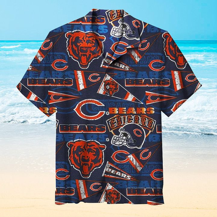 Nfl Chicago Bears Vintage Hawaiian Shirt Tropical Aloha Button Up