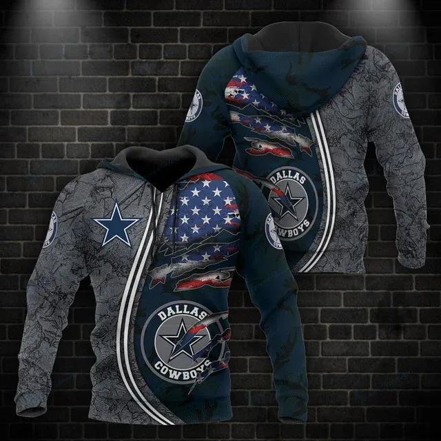 NFL Dallas Cowboys American Flag NFL 3D All Over Print Hoodie