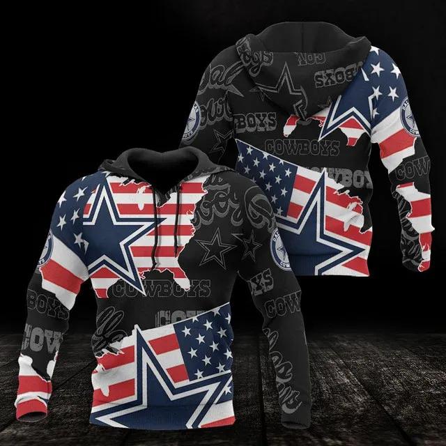 NFL Dallas Cowboys American Flag NFL 3D All Over Print Hoodie