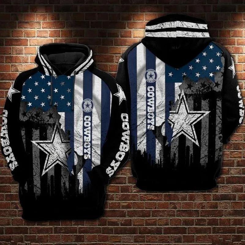 NFL Dallas Cowboys American Flag NFL 3D All Over Print Hoodie