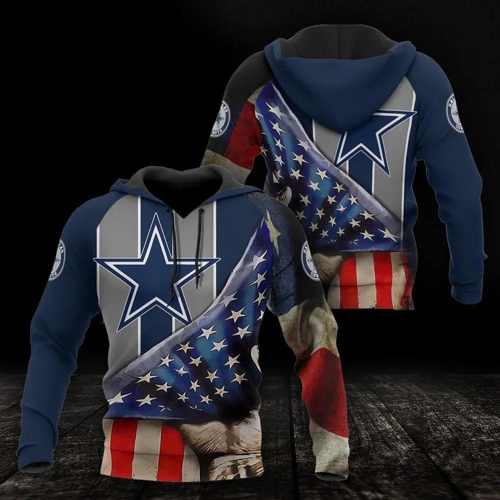 NFL Dallas Cowboys American Flag NFL 3D All Over Print Hoodie