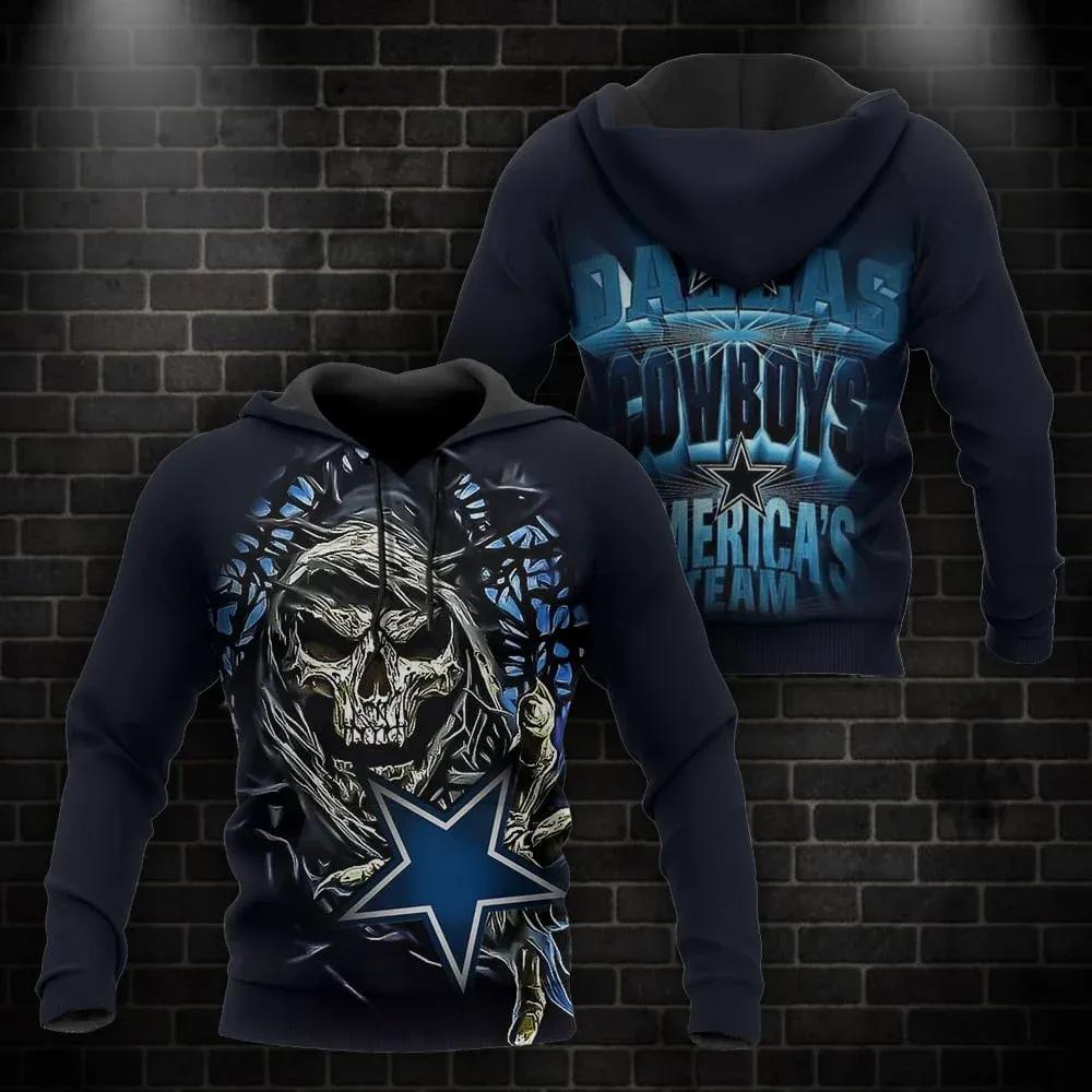 NFL Dallas Cowboys Skull NFL 3D All Over Print Hoodie