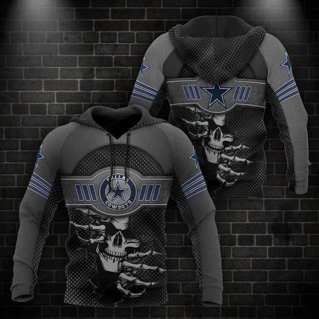 NFL Dallas Cowboys Skull NFL 3D All Over Print Hoodie
