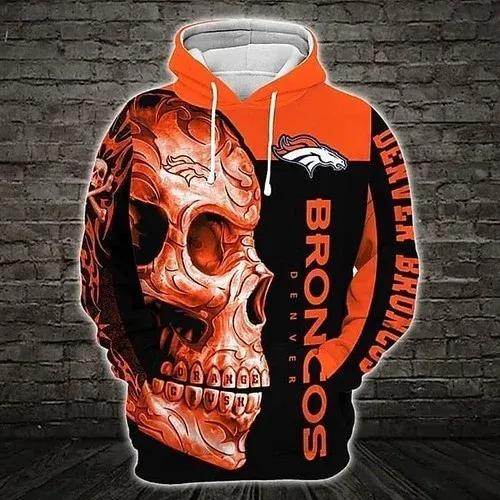 NFL Denver Broncos Skull NFL 3D All Over Print Hoodie