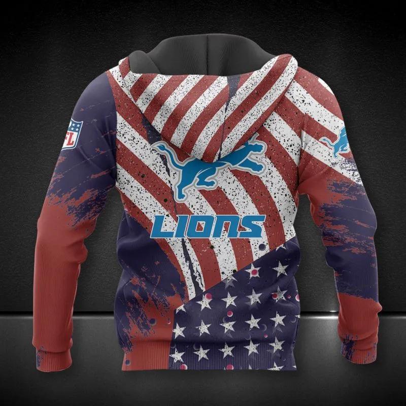 Alternative view of NFL Detroit Lions American Flag NFL 3D All Over Print Hoodie