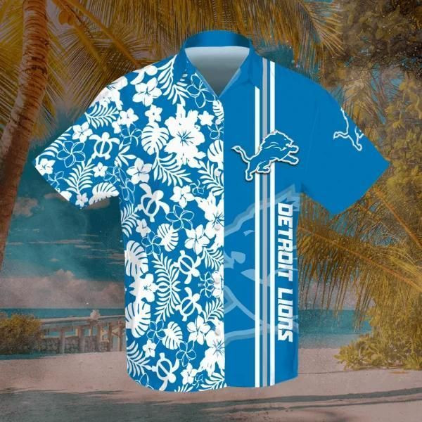 Nfl Detroit Lions Hawaiian Shirt Tropical Aloha Button Up