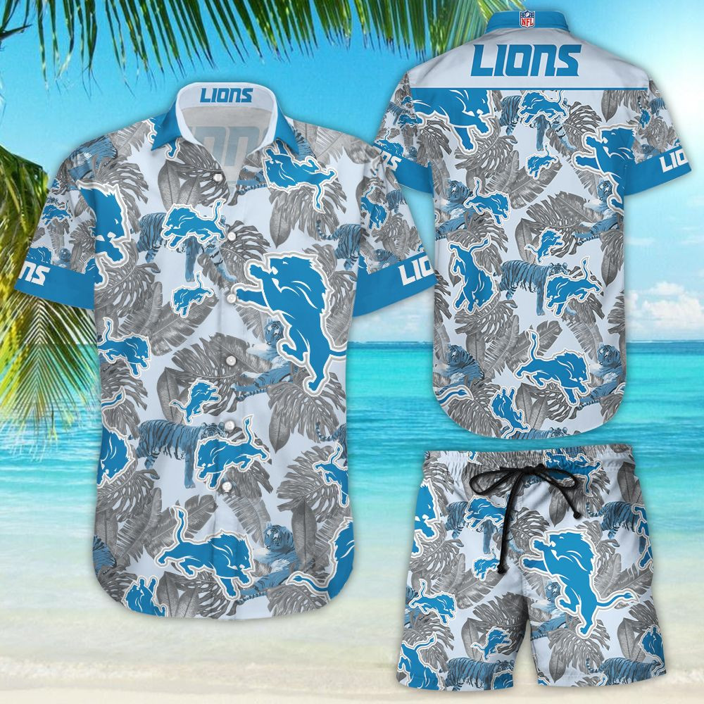 Nfl Detroit Lions Hawaiian Shirt Tropical Aloha Button Up