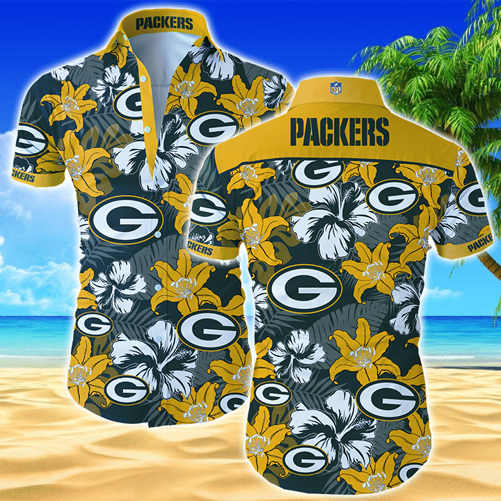Nfl Green Bay Packers Hawaiian Shirt Tropical Aloha Button Up
