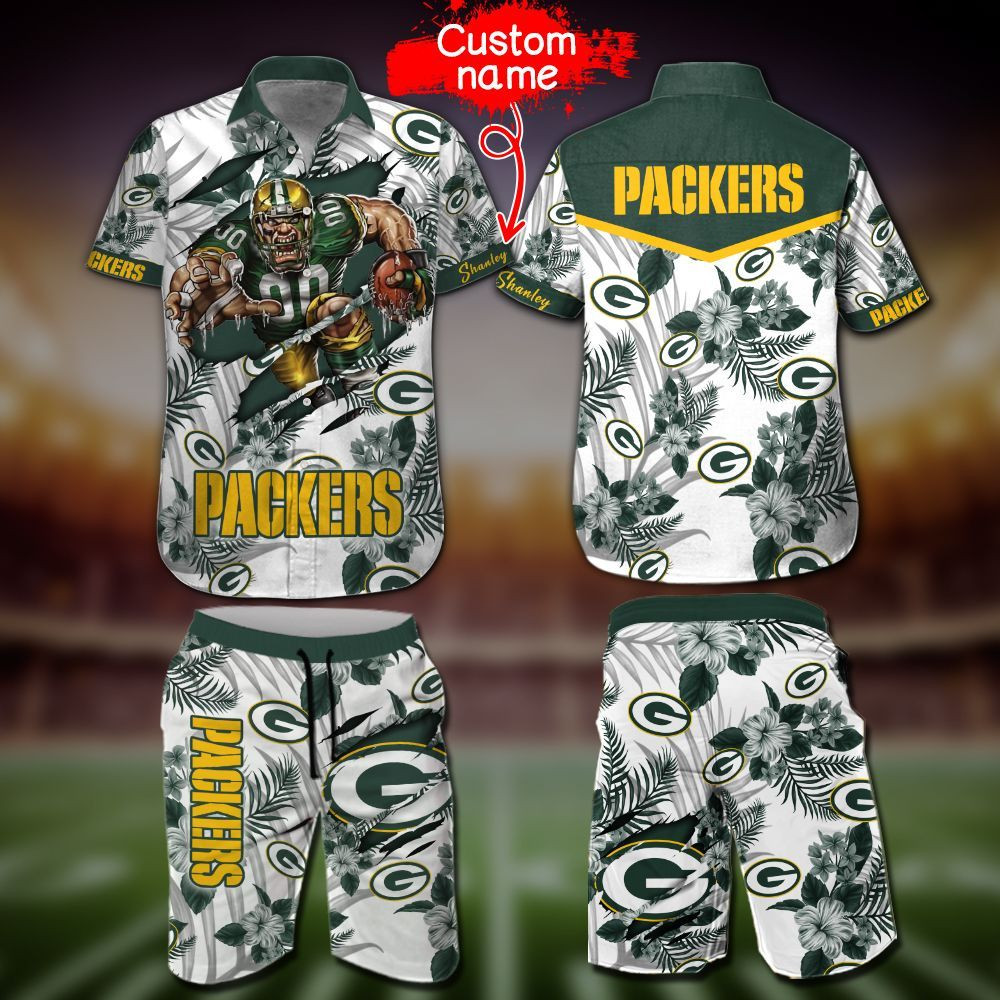 Nfl Green Bay Packers Hawaiian Shirt Tropical Aloha Button Up