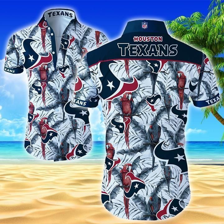 Nfl Houston Texans Funny Hawaiian Shirt Tropical Aloha Button Up