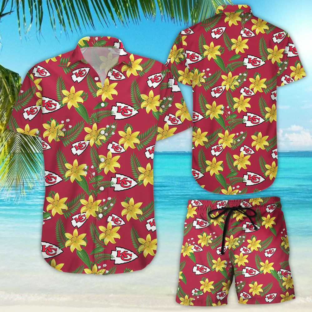 Nfl Kansas City Chiefs Tropical Flower Hawaiian Shirt Tropical Aloha Button Up