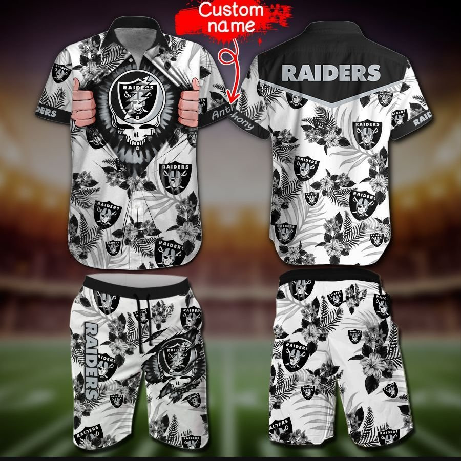 Nfl Las Vegas Raiders Hawaiian Shirt Tropical Aloha Button Up