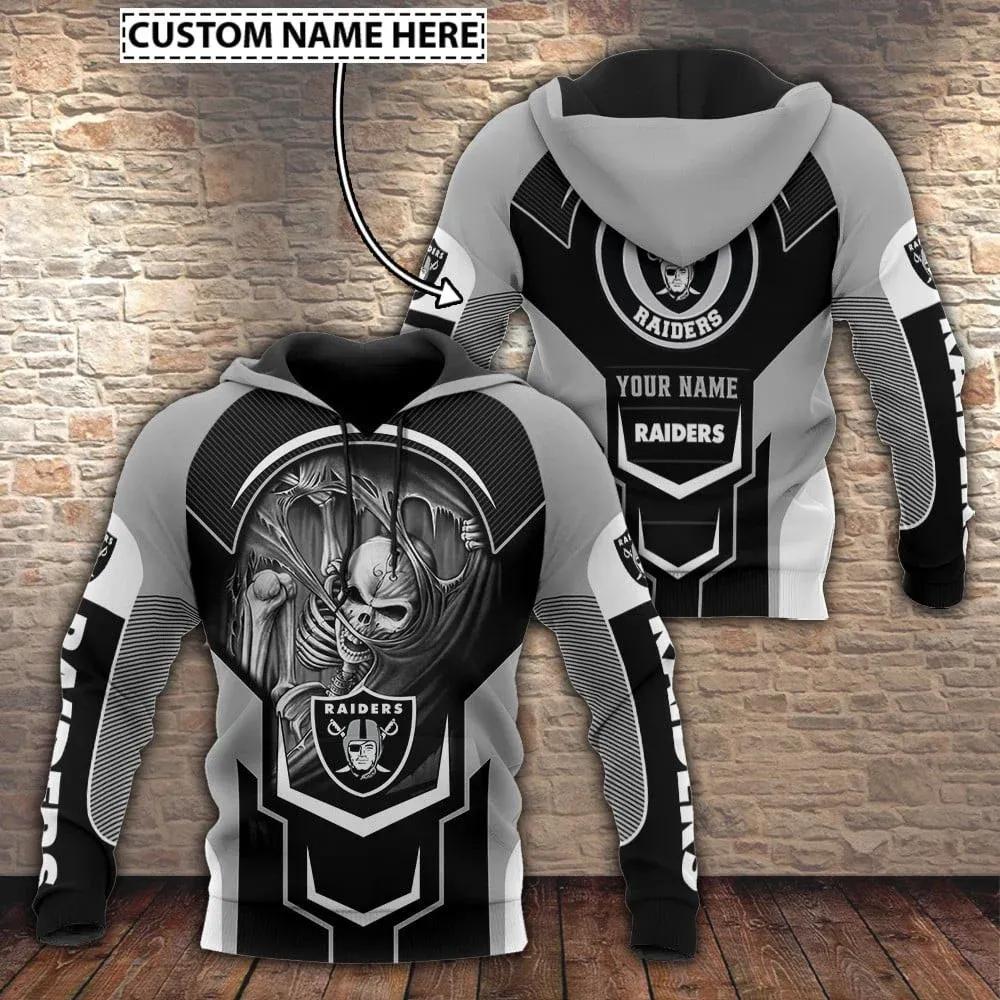 NFL Las Vegas Raiders Skeleton Personalized NFL 3D All Over Print Hoodie