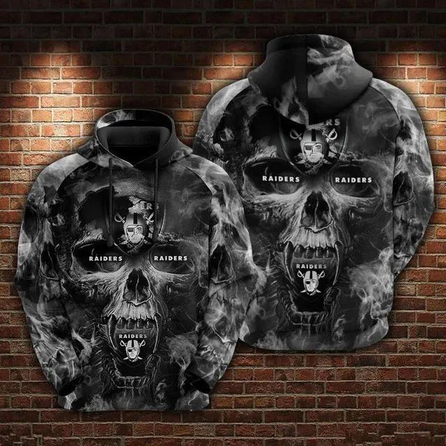 NFL Las Vegas Raiders Skull NFL 3D All Over Print Hoodie