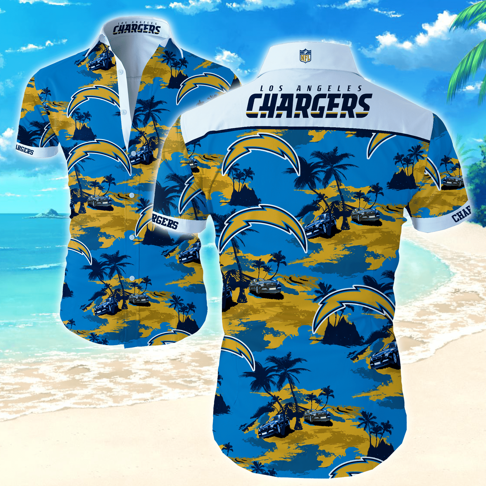 Nfl Los Angeles Chargers Hawaiian Shirt Tropical Aloha Button Up