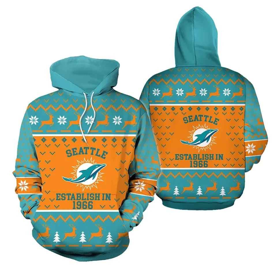 NFL Miami Dolphins Logo NFL 3D All Over Print Hoodie