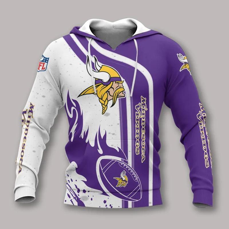 NFL Minnesota Vikings Fire Ball NFL 3D All Over Print Hoodie