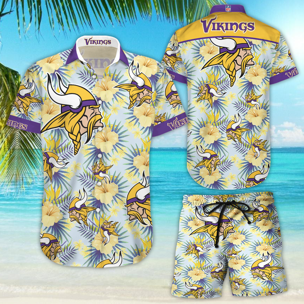 Nfl Minnesota Vikings Hawaiian Shirt Tropical Aloha Button Up