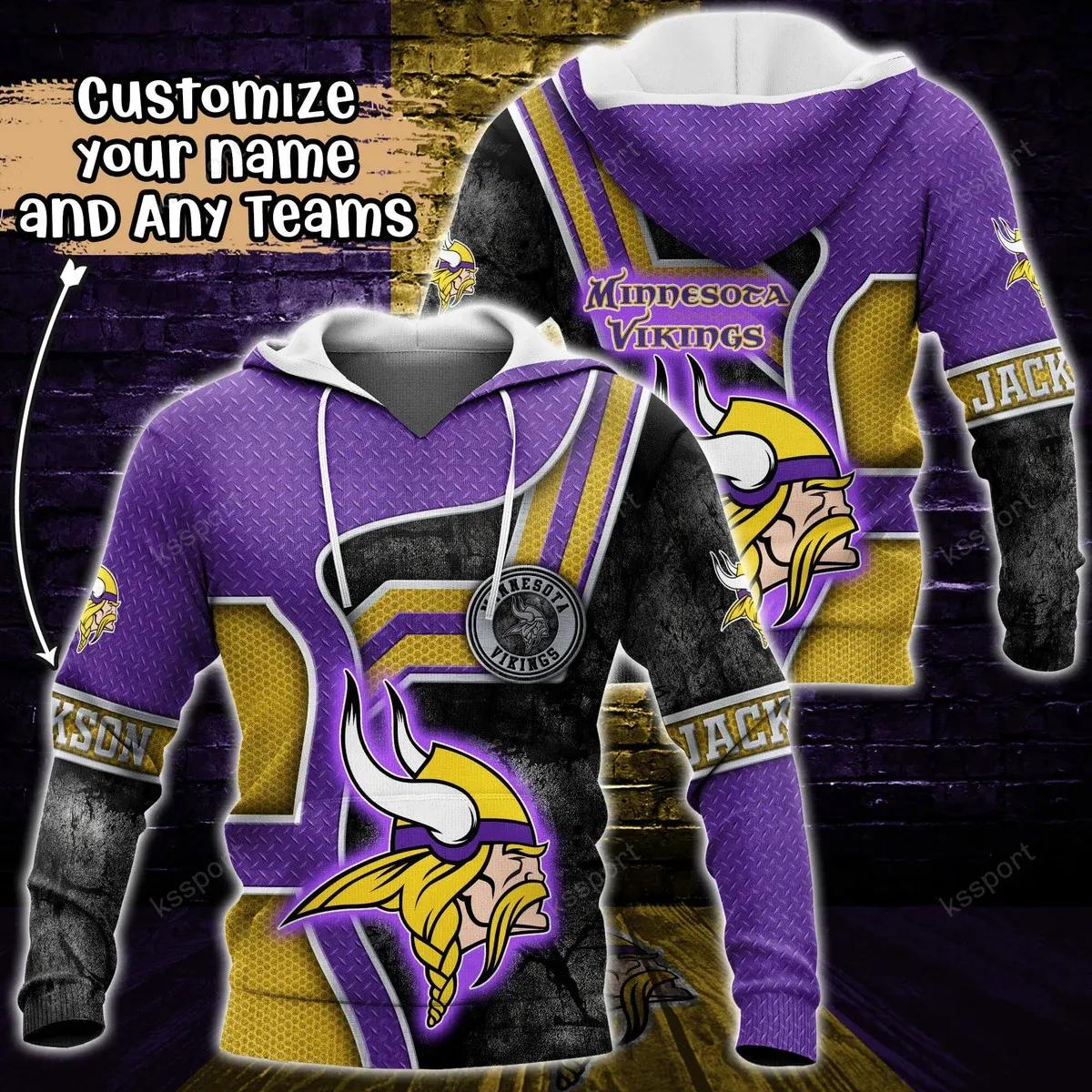 NFl Minnesota Vikings Personalized NFL 3D All Over Print Hoodie