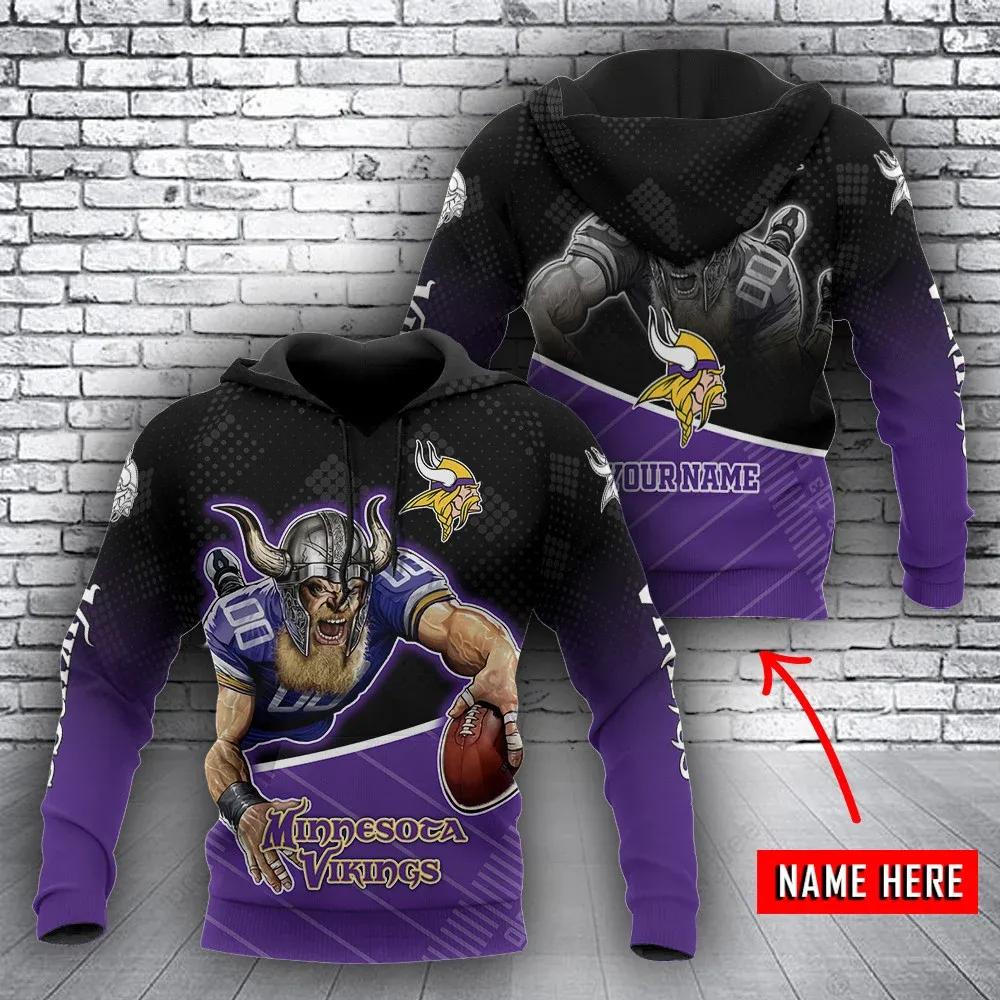 NFl Minnesota Vikings Personalized NFL 3D All Over Print Hoodie