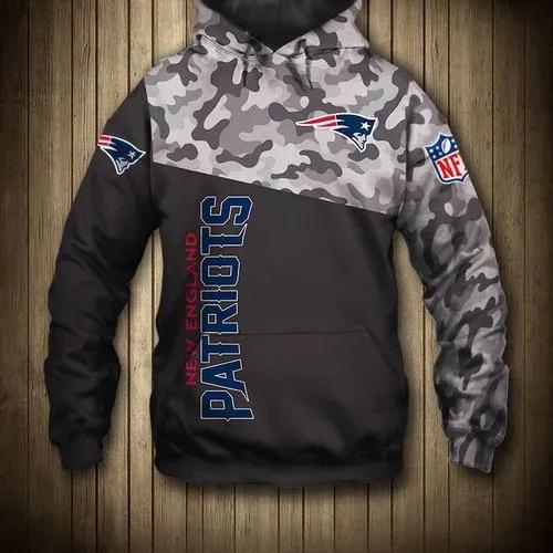 NFL New England Patriots Camo NFL 3D All Over Print Hoodie