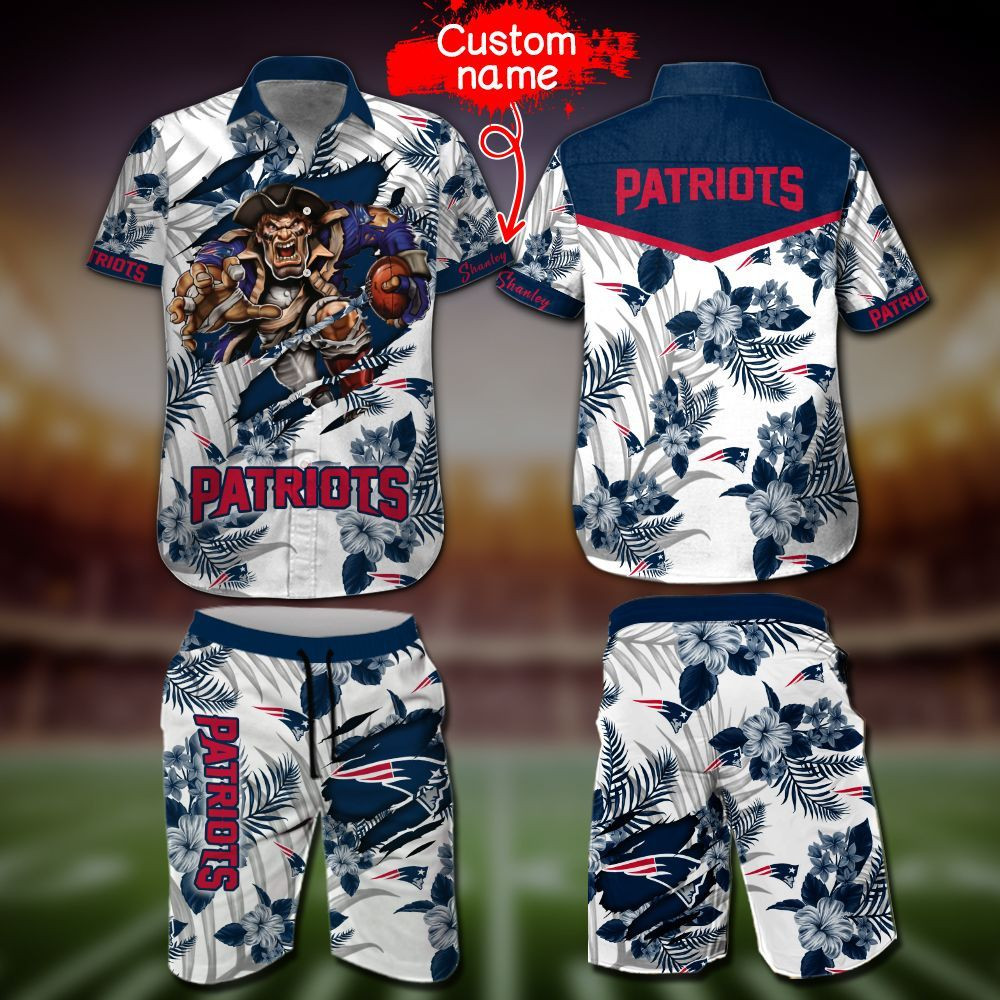 Nfl New England Patriots Hawaiian Shirt Tropical Aloha Button Up