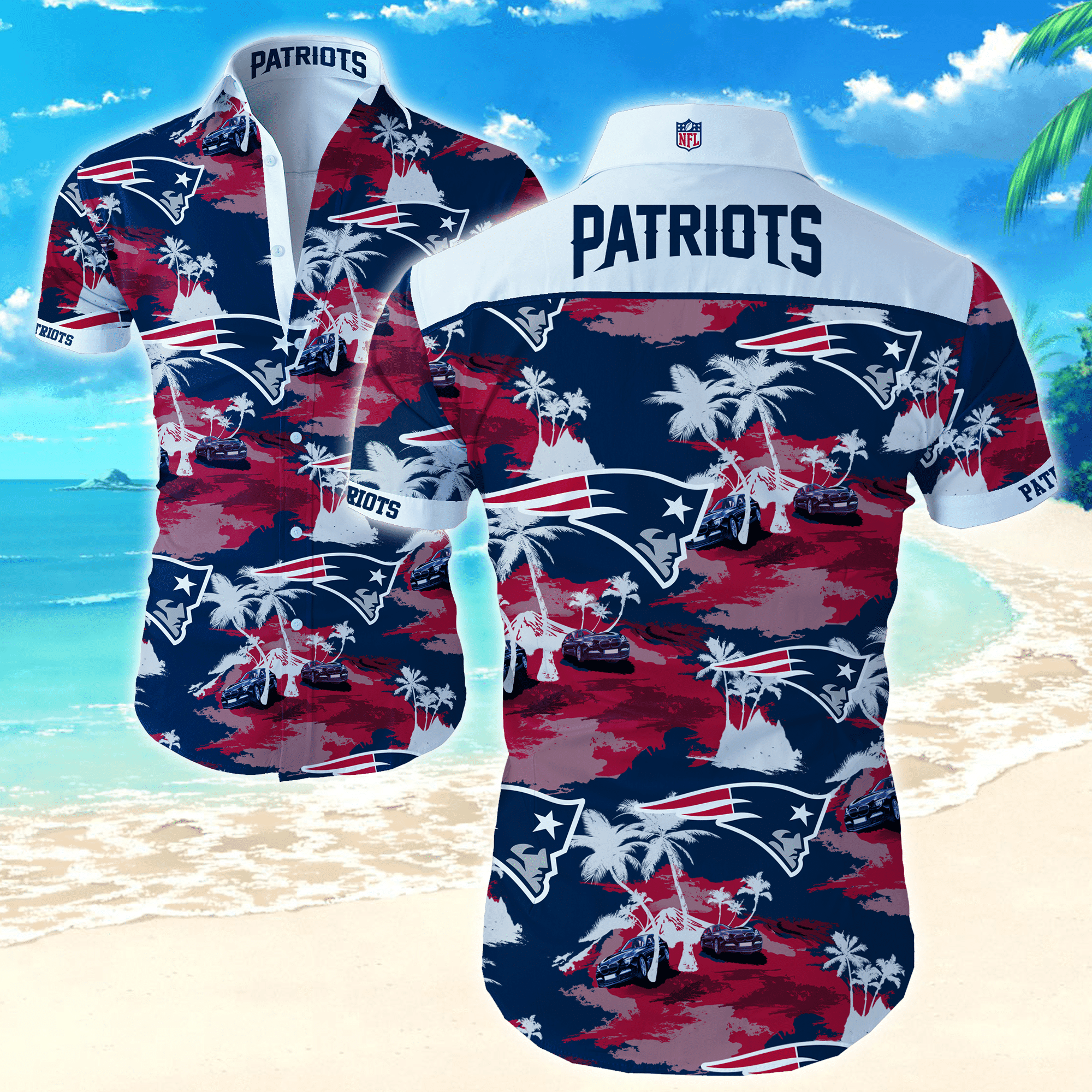 Nfl New England Patriots Hawaiian Shirt Tropical Aloha Button Up