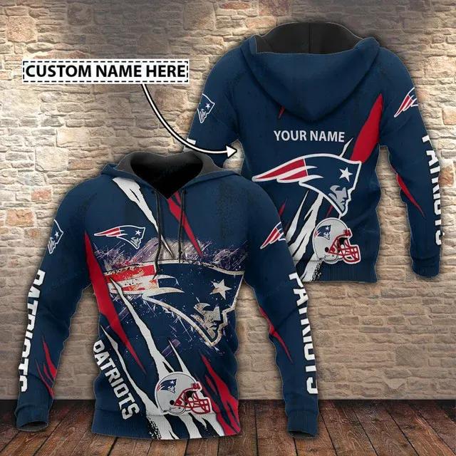 NFL New England Patriots Personalized NFL 3D All Over Print Hoodie