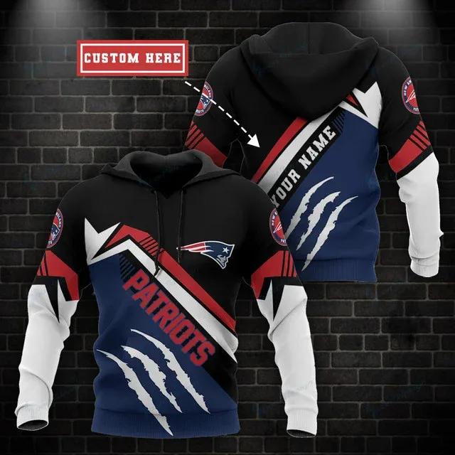 NFL New England Patriots Personalized NFL 3D All Over Print Hoodie
