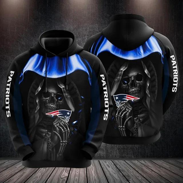 NFL New England Patriots Skull Pharaoh NFL 3D All Over Print Hoodie