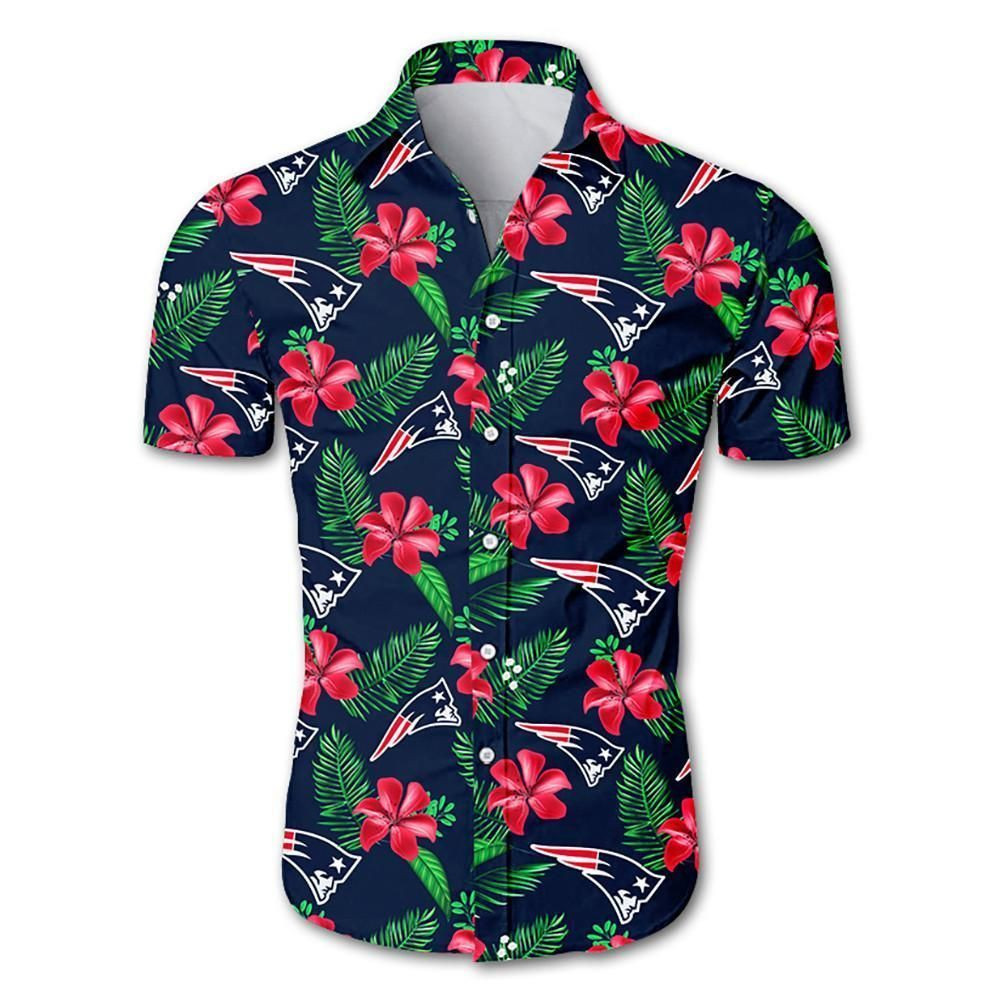 Nfl New England Patriots Tropical Flower Hawaiian Shirt Tropical Aloha Button Up