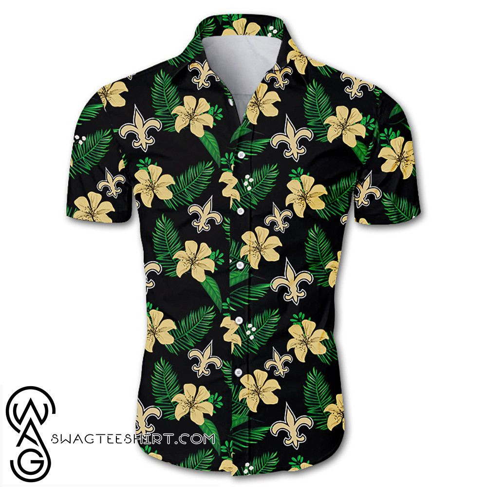 Nfl New Orleans Saints Tropical Flower Hawaiian Shirt Tropical Aloha Button Up