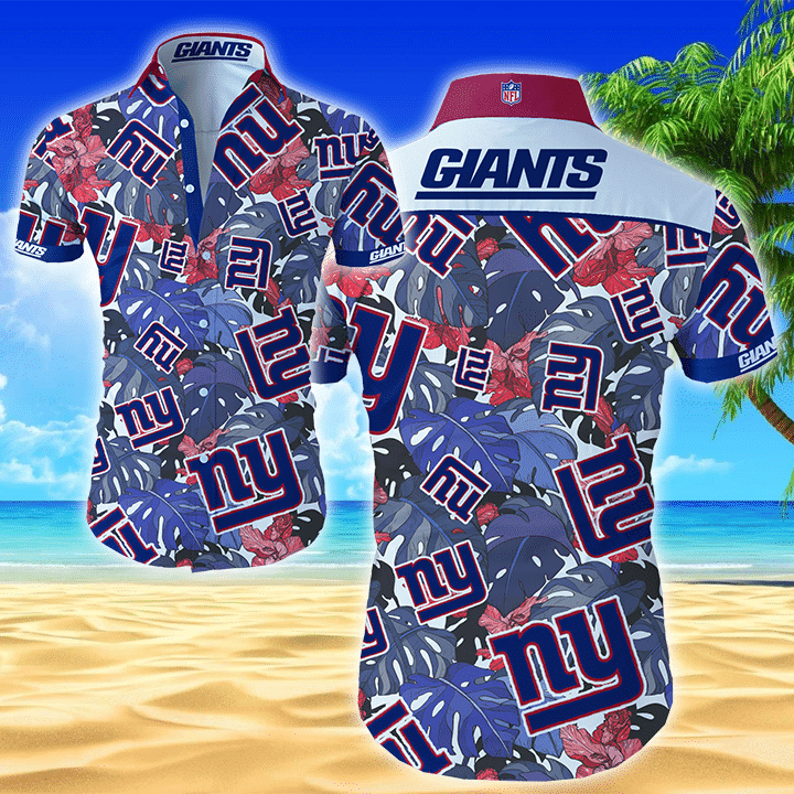 Nfl New York Giants Hawaiian Shirt Tropical Aloha Button Up