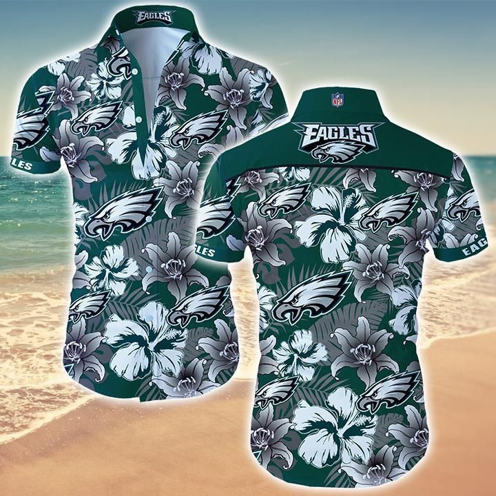 Nfl Philadelphia Eagles Hawaiian Shirt Tropical Aloha Button Up