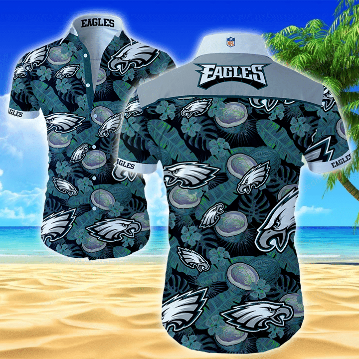 Nfl Philadelphia Eagles Hawaiian Shirt Tropical Aloha Button Up
