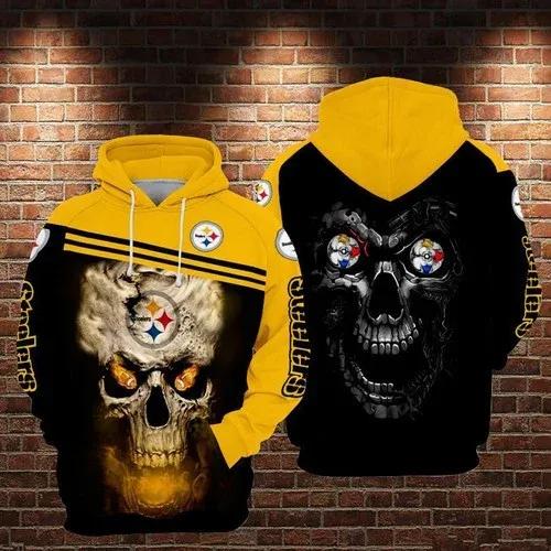 NFL Pittsburgh Steelers Skull NFL 3D All Over Print Hoodie
