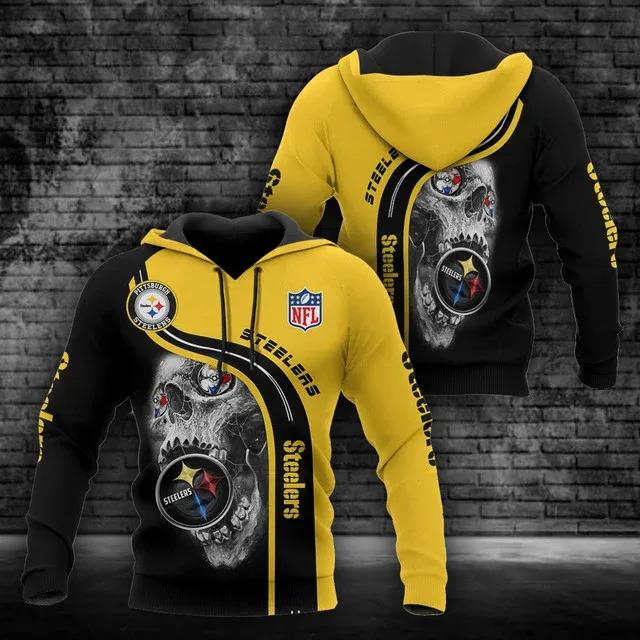 NFL Pittsburgh Steelers Skull NFL 3D All Over Print Hoodie