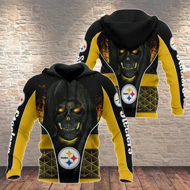 NFL Pittsburgh Steelers Skull NFL 3D All Over Print Hoodie
