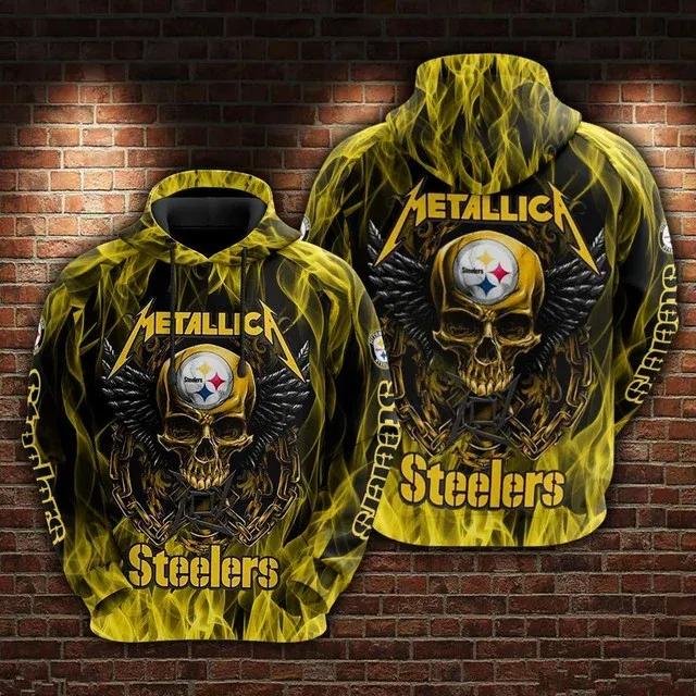 NFL Pittsburgh Steelers Skull NFL 3D All Over Print Hoodie