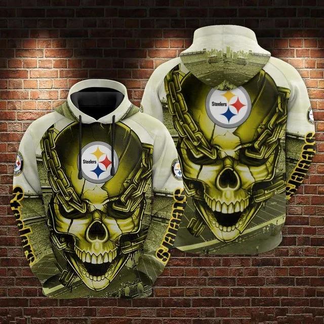 NFL Pittsburgh Steelers Skull NFL 3D All Over Print Hoodie