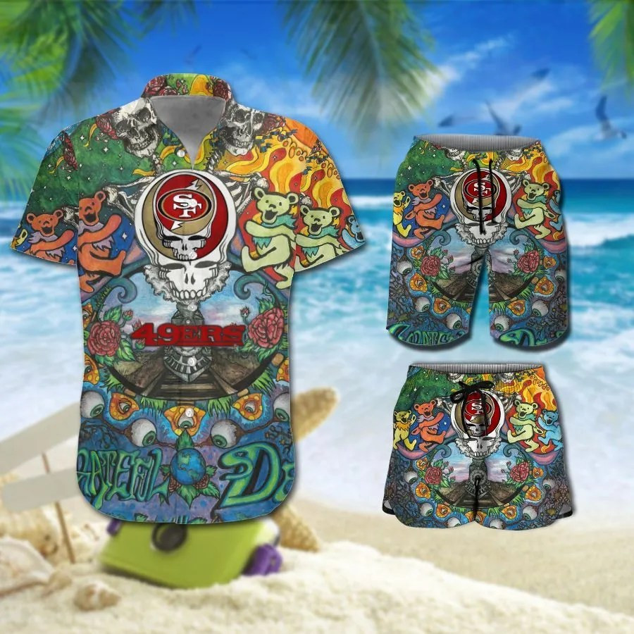 Nfl San Francisco 49ers Grateful Dead Hawaiian Shirt Tropical Aloha Button Up