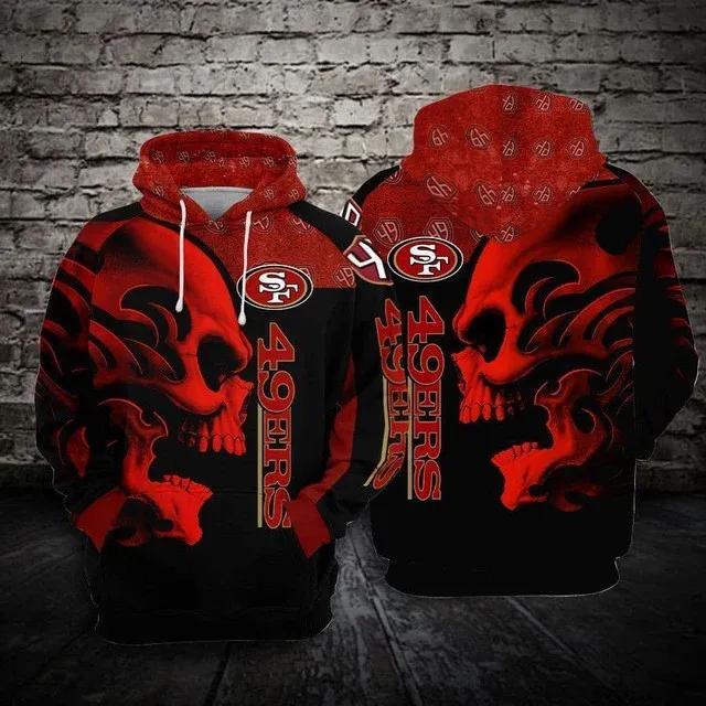 NFL San Francisco 49ers Skull NFL 3D All Over Print Hoodie