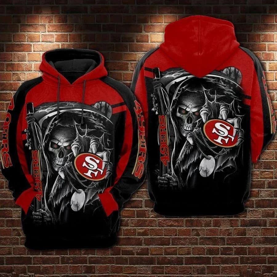 NFL San Francisco 49ers Skull NFL 3D All Over Print Hoodie