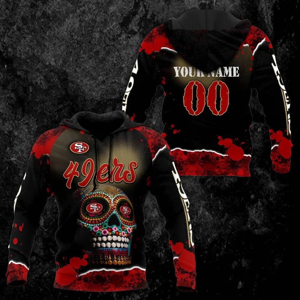 NFL San Francisco 49ers Skull Personalized NFL 3D All Over Print Hoodie