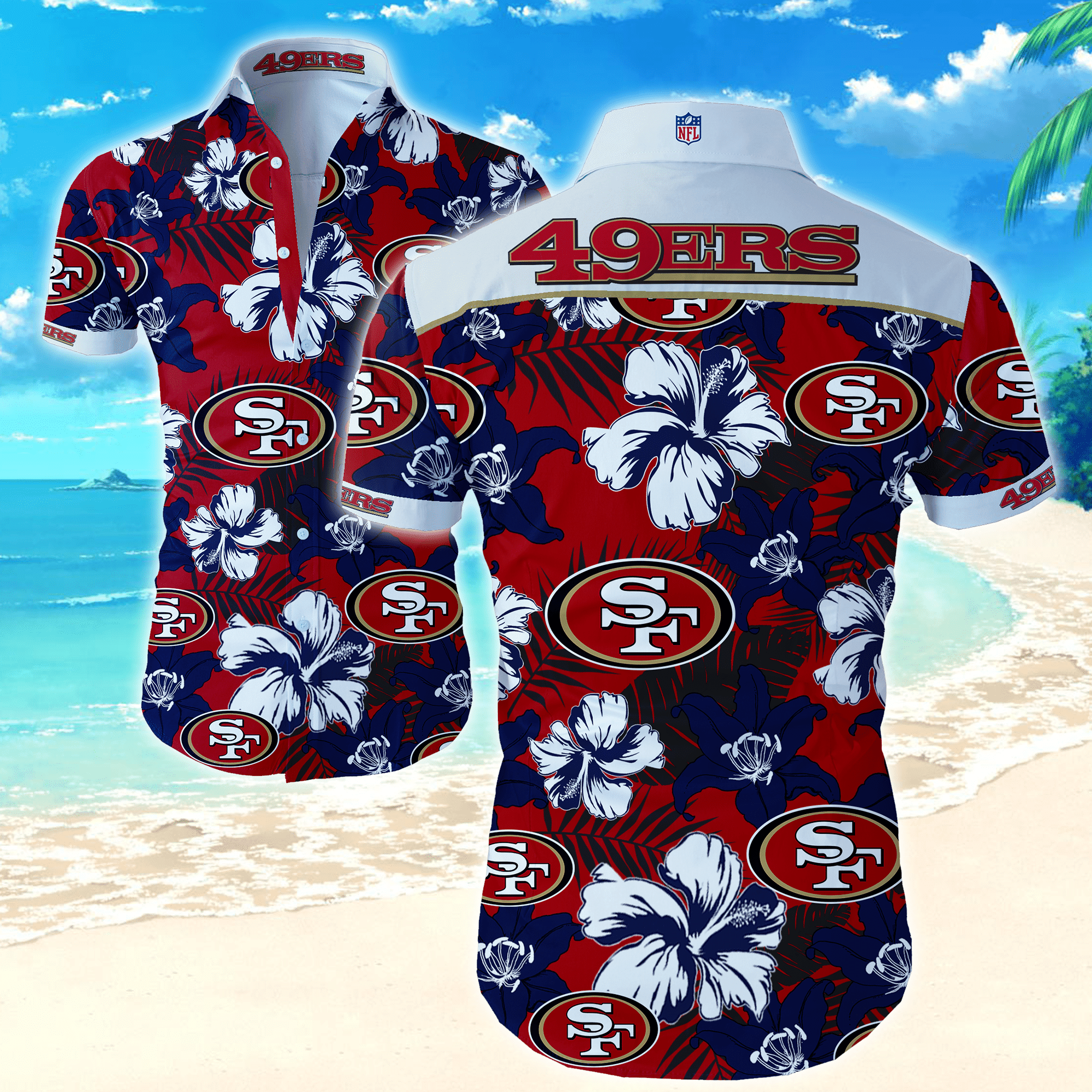 Nfl San Francisco 49ers Sytle 2 Hawaiian Shirt Tropical Aloha Button Up