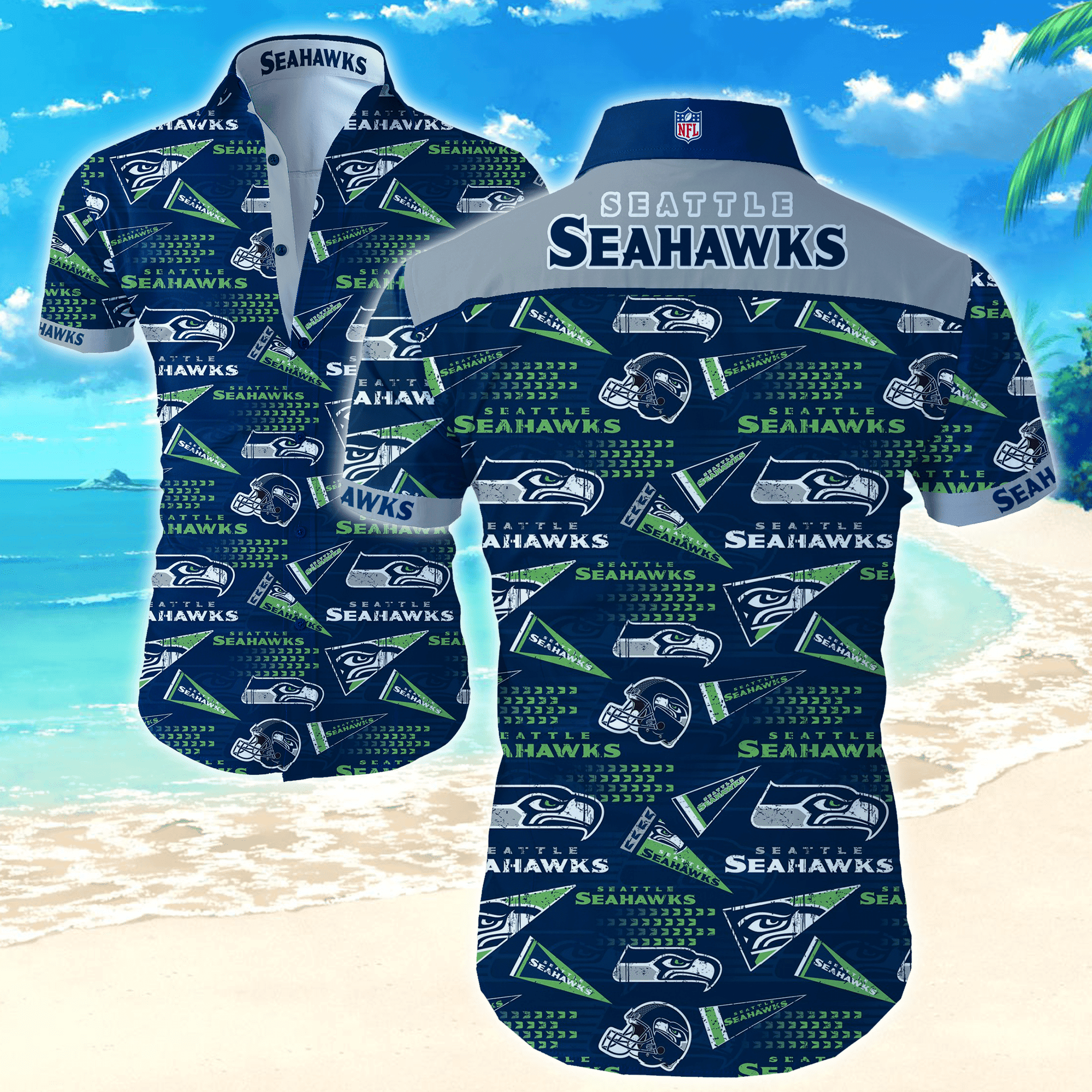 Nfl Seattle Seahawks Hawaiian Shirt Tropical Aloha Button Up